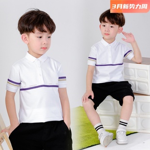 2024新夏季韩版短袖 polo衫儿童中大童棉质短袖儿童翻领衫上衣T恤