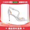 香港直邮JIMMY CHOO 女士银色皮革高跟凉鞋 LANE85-GLE-CHAM