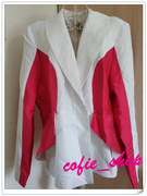 外贸单大码超大码红白拼色西装外套0305两件xiangzi