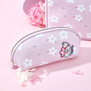 日本Raiponce懒喵甜崽便携随身口红粉底补妆收纳包外出弧形化妆包