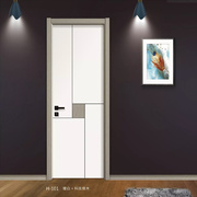 复合实木门北欧现代轻奢极简生态门卧室门室内门拼色美缝夹板H119