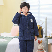 573儿童睡衣冬季加厚三层夹棉棉袄套装家居服男女孩中大童岁岁--9