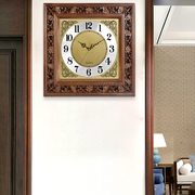 汉时挂钟钟表客厅新中式，实木镂空雕花装饰方形大挂表复古时钟hw80