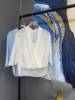 E浅蓝白两色真丝有内衬吊带中袖轻薄衬衫EAI2TOP017