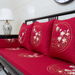 中式红木沙发坐垫实木家具沙发海绵垫子防滑罗汉床加厚五件套