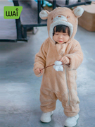 童装冬季婴幼儿爬服儿童加厚羊羔绒哈衣外出服连身衣宝宝棉衣