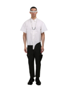 FNGISED时尚休闲白色衬衫原创设计不规则衬衣短袖商务复古造型