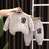 男童秋冬棉衣套装洋气韩版宝宝，冬装轻薄棉服，两件套婴儿小童衣服潮