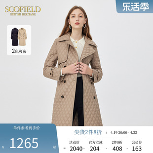 scofield女装通勤简约时尚，气质保暖显瘦双排，扣中长棉服棉衣