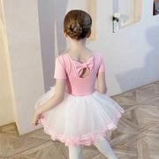儿童舞蹈服夏季短袖，粉色舞蹈半身裙白色，纱裙女童练功服芭蕾舞裙