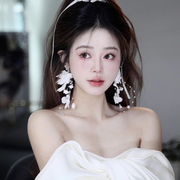 韩式新娘耳环饰品甜美时尚耳钉结婚礼服白纱长款耳坠流行耳饰配饰