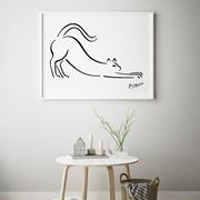 世界名画毕加索简约横幅，装饰画动物简笔抽象线条，极简高级感挂大画