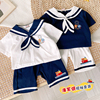 日系男童套装夏季宝宝海军领女童衣服学院风儿童童装班服