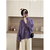 温柔韩系香芋紫色毛衣，外套女针织开衫今年流行秋冬v领软糯风