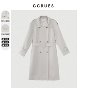 gcrues简约感觉感风衣外套，女2024年春装，韩版宽松双排扣中长款