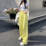 黄色高腰牛仔裤女宽松直筒夏季薄款小个子时尚长裤阔腿垂感拖地裤