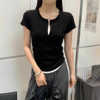 xt10512024夏装女韩系假两件设计感修身打底衫短袖t恤上衣