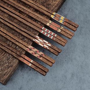 鸡翅木筷子无漆无蜡家用高档一人，一筷实木中式复古高端木质筷
