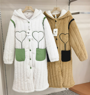 冬季HK83320舒适柔软水貂绒夹棉加厚保暖女士套装家居服睡衣