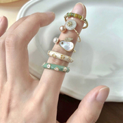 小兔子珍珠戒指2024年潮赫本风网红指环女小众设计高级感
