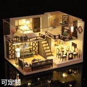 创意新中式建筑模型雅馨居木质手工拼装DIY小屋大型别墅玩具礼物