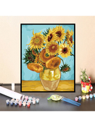 数字油彩画diy油画花卉油彩梵高向日葵填色手绘装饰名画填充画