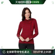 香港直邮潮奢 Tommy Hilfiger 汤米 希尔费格 女士条纹绑带领长袖