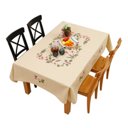 美式花朵布艺桌布 香芋谷色餐桌布 欧式多尺寸时尚茶几布长方形