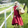 绯红少女2023秋季复古洋气时尚减龄红色上衣半身裙两件套装女
