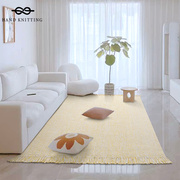 手工编织棉地毯客厅沙发茶几垫卧室床边毯莫兰迪边穗流苏地垫定制