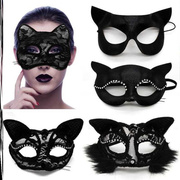 蕾丝眼罩万圣节性感面具猫耳朵化妆派对快乐道具猫女面具半脸假面