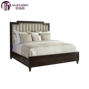 美式风格全实木床1.8米轻奢双人婚床欧式现代简约主卧高背软靠床