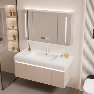 卫生间浴室柜组合智能实木洗脸洗手盆，柜简约洗漱台收纳智能卫浴柜