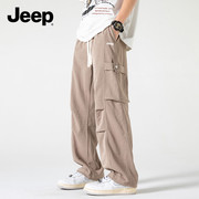 Jeep吉普工装裤子男士春秋季宽松直筒多口袋运动春夏男款休闲长裤