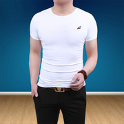 夏季男士短袖t恤男装圆领韩版黑白，纯色紧身t打底衫健身青年潮