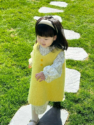 黄色裙子时髦套装宝女童连衣裙宝宝童装春装女儿童洋气背心裙