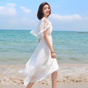 白色真丝连衣裙女仙气质显瘦双绉杭州桑蚕丝波西米亚纱裙长款超仙