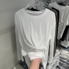 设计感纯色系带薄款长袖T恤女2024夏季洋气防晒衫宽松上衣潮