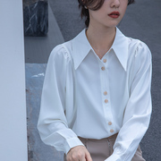 欧货白色衬衫2024春装女装，法式职业干练成熟御姐长袖显瘦上衣