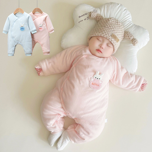 婴儿冬季衣服新生儿，护肚加厚连体衣男女，宝宝棉衣哈衣纯棉长袖爬服
