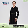 prich24春季简约优雅时尚摩登职场，通勤v领收腰显瘦连衣裙女士