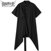 暗黑蝙蝠衫斗篷风衣薄披风外套，个性设计不对称衬衫哥特式过膝长袍