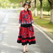 唐装女装中国风复古中式盘扣改良旗袍式上衣民族风棉麻套装两件套