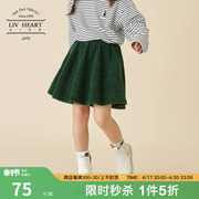 日本LIVHEART女大童羊羔毛短裙秋冬a字短款裙子儿童女童冬季