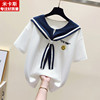 12岁女大童短袖t恤13少女孩15初中学生夏季日系海军领学院风上衣