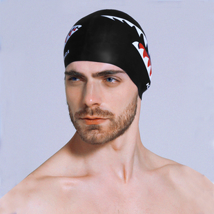 大号男士硅胶泳帽鲨鱼帽时尚款成人护耳防水游泳帽不勒头