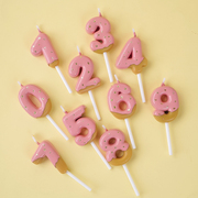 创意甜甜圈巧克力草莓，饼干数字生日蜡烛，0-9岁儿童生日派对摆件