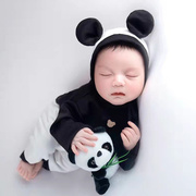 超萌婴儿拍照熊猫衣服套装新生儿，摄影卡通服装主题宝宝满月照道具
