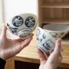 日本进口美浓烧达摩招财猫陶瓷饭碗餐具套装日式米饭碗釉下彩汤碗