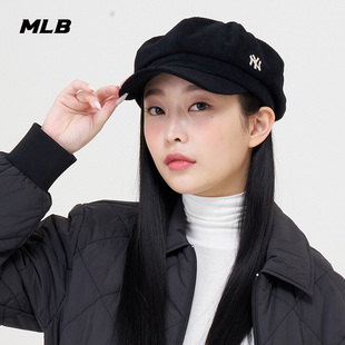 MLB男女情侣纯色灯芯绒报童帽贝雷帽明星同款23CBC01
